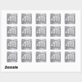  Dazzling Silver Sparkling Diamond 40th Birthday  Vierkante Sticker (Vel)