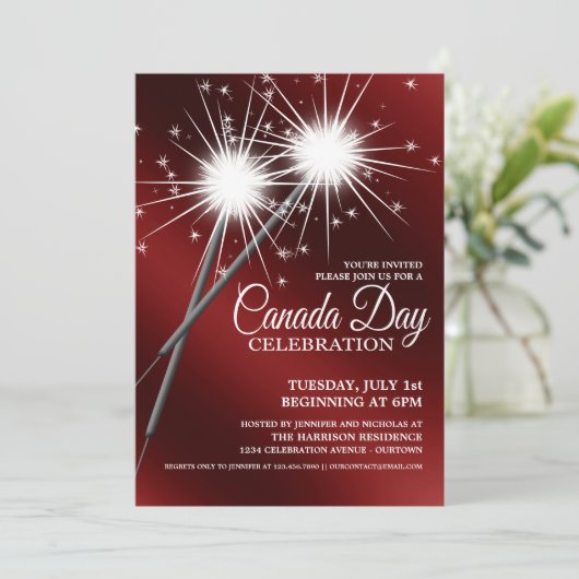 Dazzling Sparklers Canada Day Party-uitnodigingen Kaart (Staand voorkant)