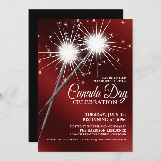 Dazzling Sparklers Canada Day Party-uitnodigingen Kaart (Voorkant / Achterkant)