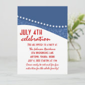 Dazzling Star Curves nodigt 4e juli uit, blauw Kaart (Staand voorkant)