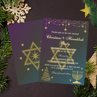 Dazzling Stars Kerstmis-Chanoeka Party Uitnodiging
