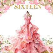 Dazzling Sweet Sixteen Achtergrond Gouden Ballonne Wandkleed