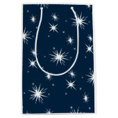 Dazzling Wit Blauw Kerstmis Sterrenhemel Medium Cadeauzakje (Voorkant)