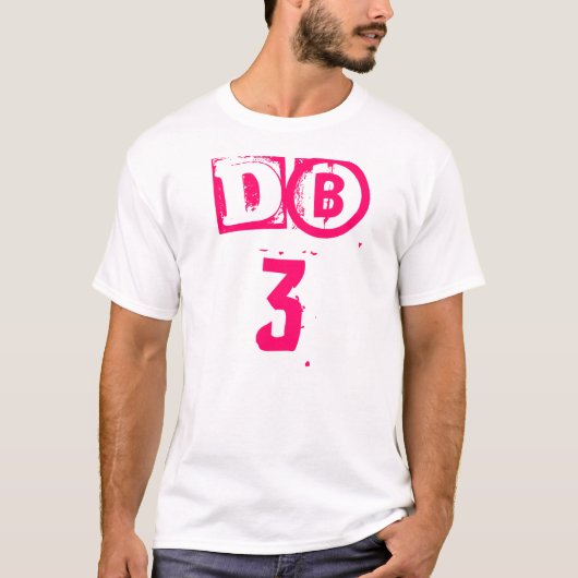 dB3 - warme roze op zwart T-shirt (Voorkant)