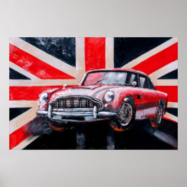 DB5 Sports Car Union Jack Poster