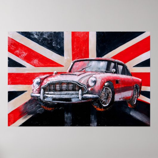 DB5 Sports Car Union Jack Poster (Voorkant)