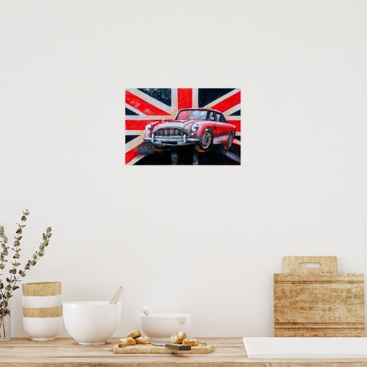 DB5 Sports Car Union Jack Poster (Keuken)