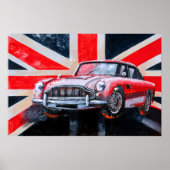 DB5 Sports Car Union Jack Poster (Voorkant)