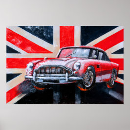 DB5 Sports Car Union Jack Poster