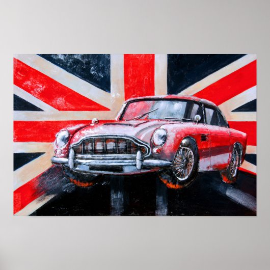 DB5 Sports Car Union Jack Poster (Voorkant)