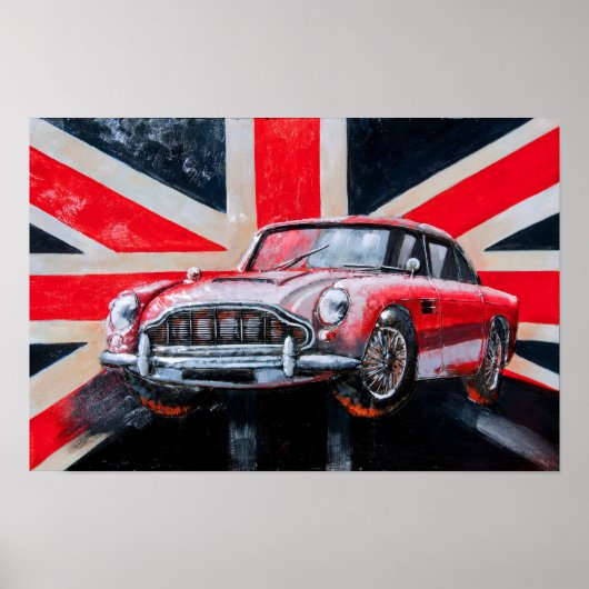 DB5 Sports Car Union Jack Poster (Voorkant)