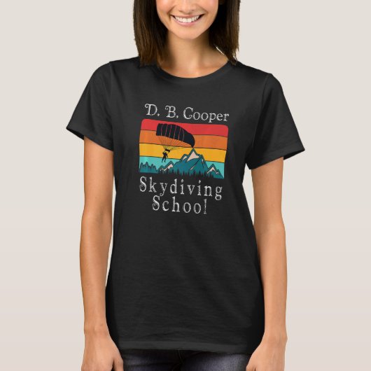 Db Cooper Skydiving School Retro Zonsondergang T-shirt (Voorkant)