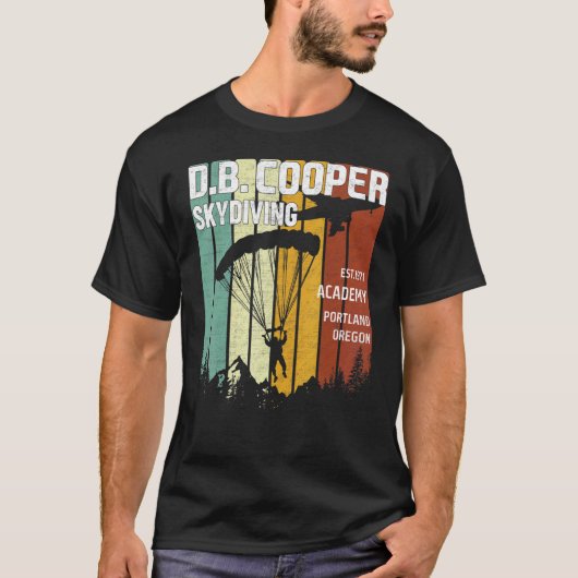 DB Cooper voor mannen skydiving Academy T-shirt (Voorkant)