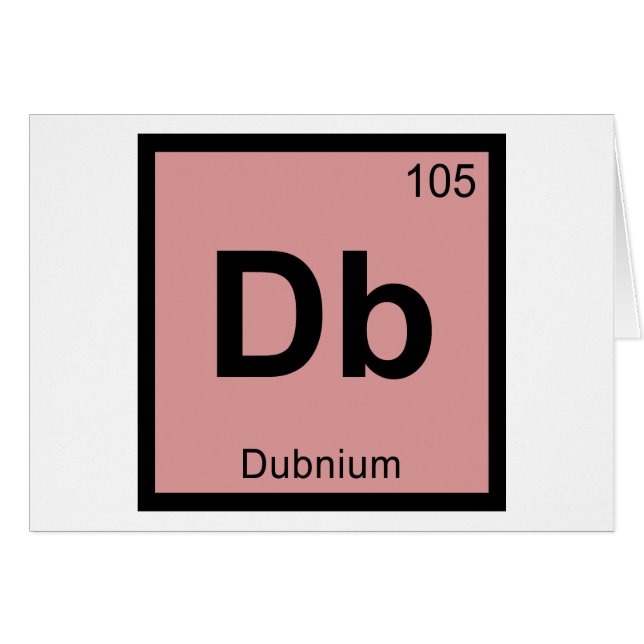 Db - Dubnium Scheikunde Periodiek Systeem Symbool (Voorkant Horizontaal)