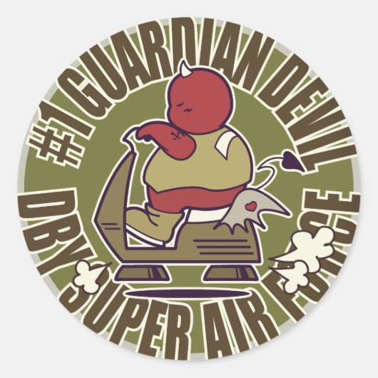 DBY SUPER AIR FORCE  Lucky Devil Ronde Sticker (Voorkant)