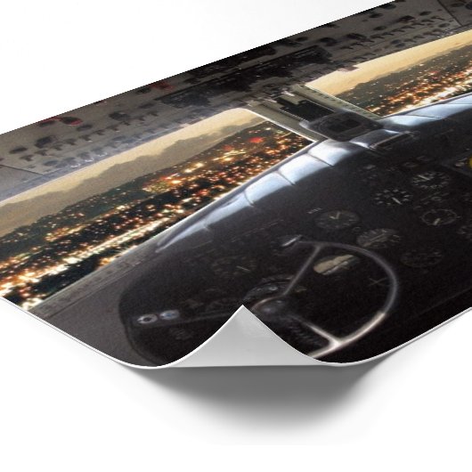 DC3 Cockpit Night Uitzicht Poster (Hoek)