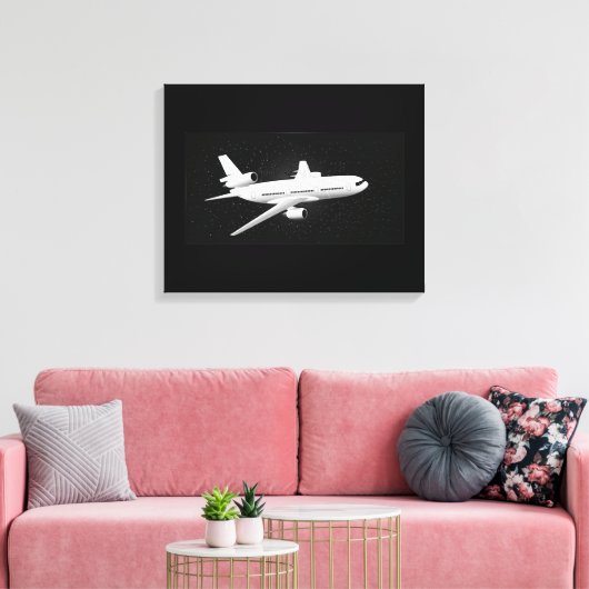 DC-10-nachtvluchten Canvas Afdruk (Insitu (Woonkamer))