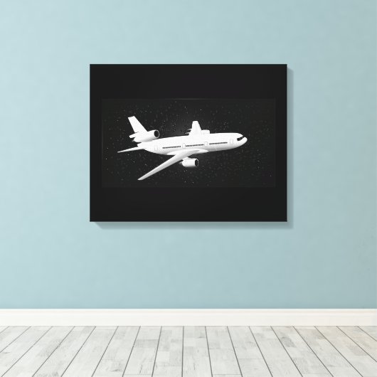 DC-10-nachtvluchten Canvas Afdruk (Insitu (Houten vloer))