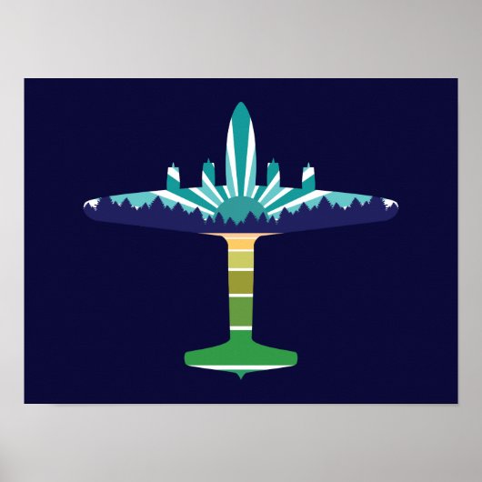 dc 6 vliegtuigzonsondergang poster (Voorkant)