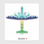 dc 6 vliegtuigzonsondergang sticker (Vel)