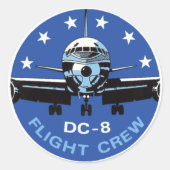 DC-8-cockpitpersoneel Ronde Sticker (Voorkant)