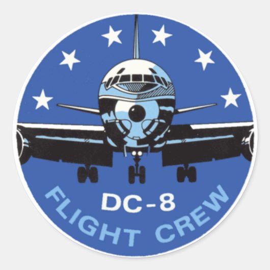 DC-8-cockpitpersoneel Ronde Sticker (Voorkant)