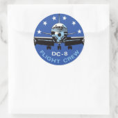 DC-8-cockpitpersoneel Ronde Sticker (Tas)