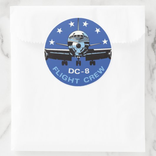 DC-8-cockpitpersoneel Ronde Sticker (Tas)