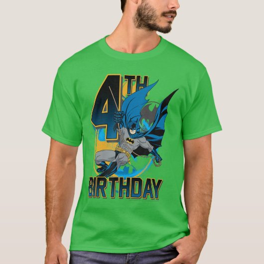 DC Comics Batman 4e verjaardag Bat Swing Actie Pos T-shirt (Voorkant)