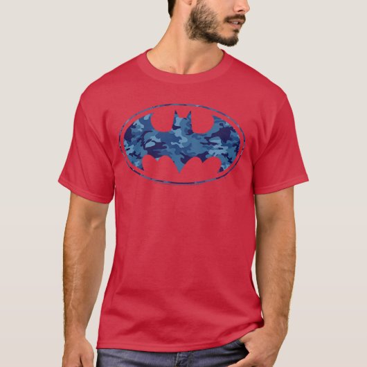 DC Comics Batman Blauwe Camo Logo T-shirt (Voorkant)