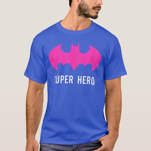 DC Comics Batman Superheld Neon Roze BatSymbool Lo T-shirt (Voorkant)