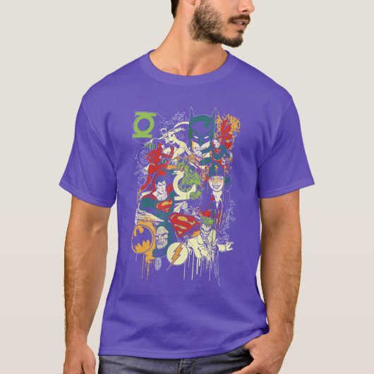 DC Comics Justice League Mashup retro T-shirt (Voorkant)