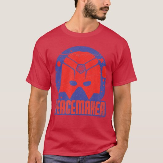 DC Comics Peacemaker Helm Paint Spatten Badge v T-shirt (Voorkant)