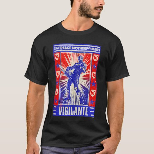 DC Comics Peacemaker Vigilante Kettingzaag Postera T-shirt (Voorkant)