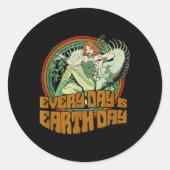 DC Comics Poison Ivy Retro Earth Day _1 Ronde Sticker (Voorkant)