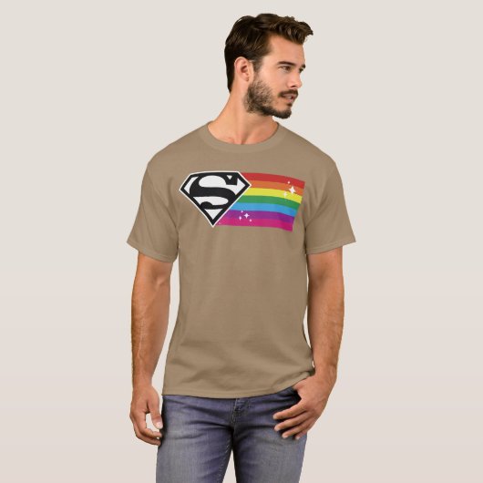 DC Comics Pride Justice League Superman Rainbow Fl T-shirt (Voorkant volledig)