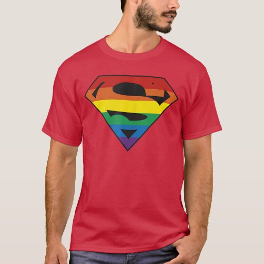 DC Comics Pride Superman Regenboog Logoankop Klein T-shirt (Voorkant)