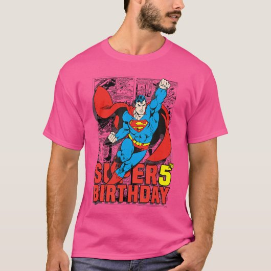 DC Comics Superman Super 5e verjaardagsstrip grapp T-shirt (Voorkant)