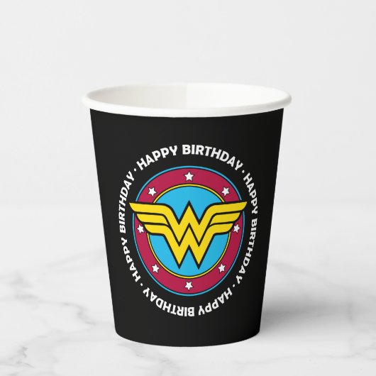 DC Comics | Wonder Woman Circle & Stars Birthday Papieren Bekers (Links)