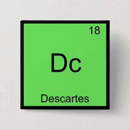 Dc - Descartes Grappig Element Chemie Symbool T-sh Vierkante Button 5,1 Cm (Voorkant)