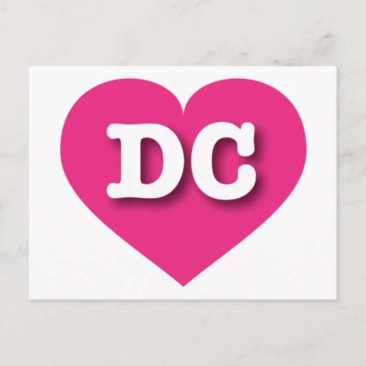 DC Hot Pink Heart - Ik hou van DC Briefkaart (Voorkant)