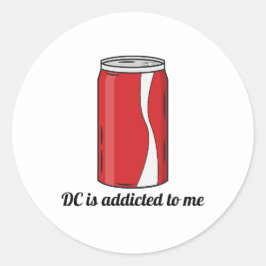 DC is verslaafd aan mij Blikje frisdrank ontwerp | Ronde Sticker