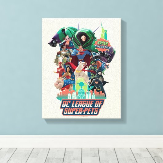 DC League of Super-Pets Battle for Metropolis Canvas Afdruk (Insitu (Houten vloer))