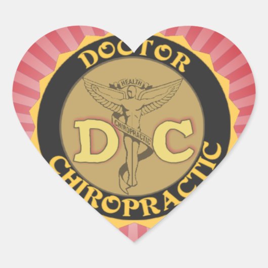 DC-LOGO DOCTOR CHIROPRACTISCHE CADUCEUS HART STICKER (Voorkant)
