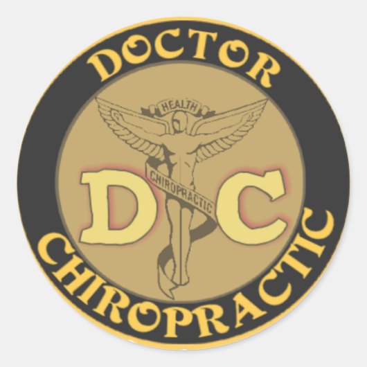 DC-LOGO - DOCTOR CHIROPRACTISCHE CADUCEUS RONDE STICKER (Voorkant)