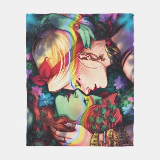 DC Pride Harley Quinn en Poison Ivy Comic Hoesje Fleece Deken (Voorkant)