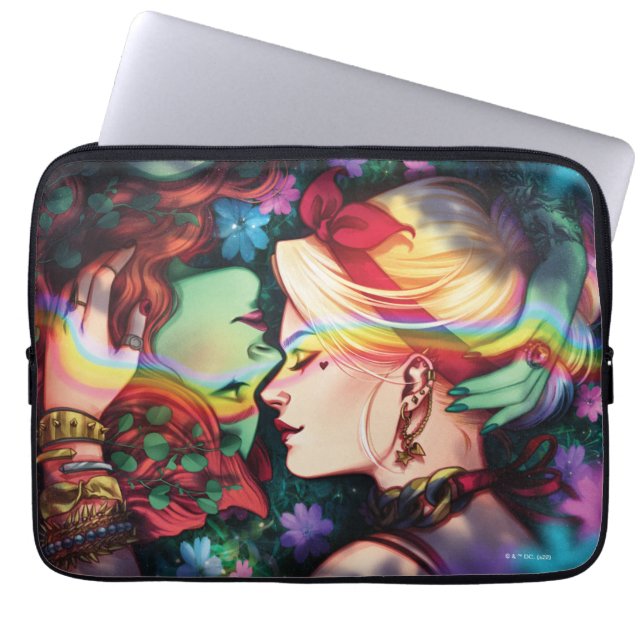 DC Pride Harley Quinn en Poison Ivy Comic Hoesje Laptop Sleeve (Voorkant)