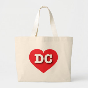 DC Red Heart - Ik hou van DC Grote Tote Bag
