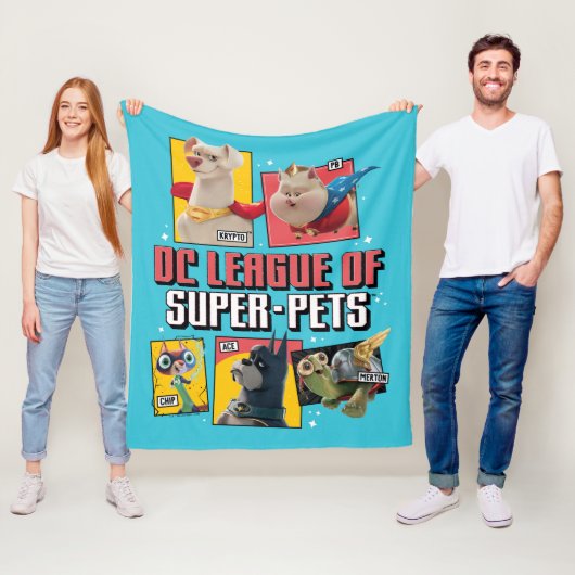 DC-reeks van Super-Pets-tekenpanelen Fleece Deken (In situ)