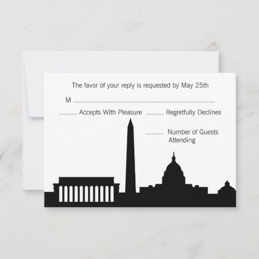 DC Skyline Wedding RSVP-kaarten RSVP Kaartje (Voorkant)